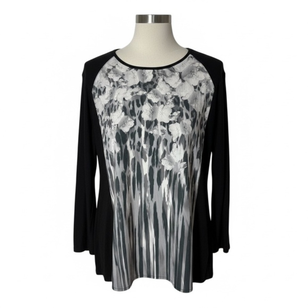 Apt. 9 Black and White Floral Women's Top